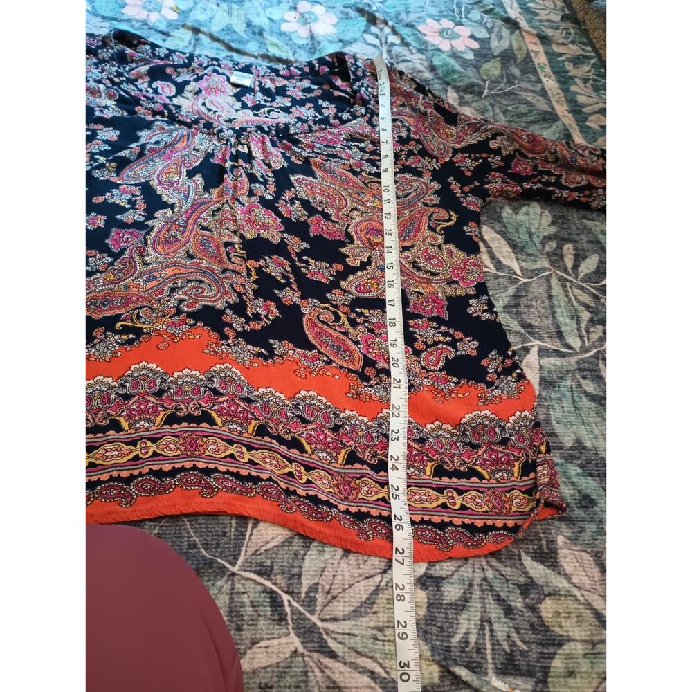 Bila Womens Boho Peasant Top XXL Paisley Flowy Festival Beach - Picture 9 of 10